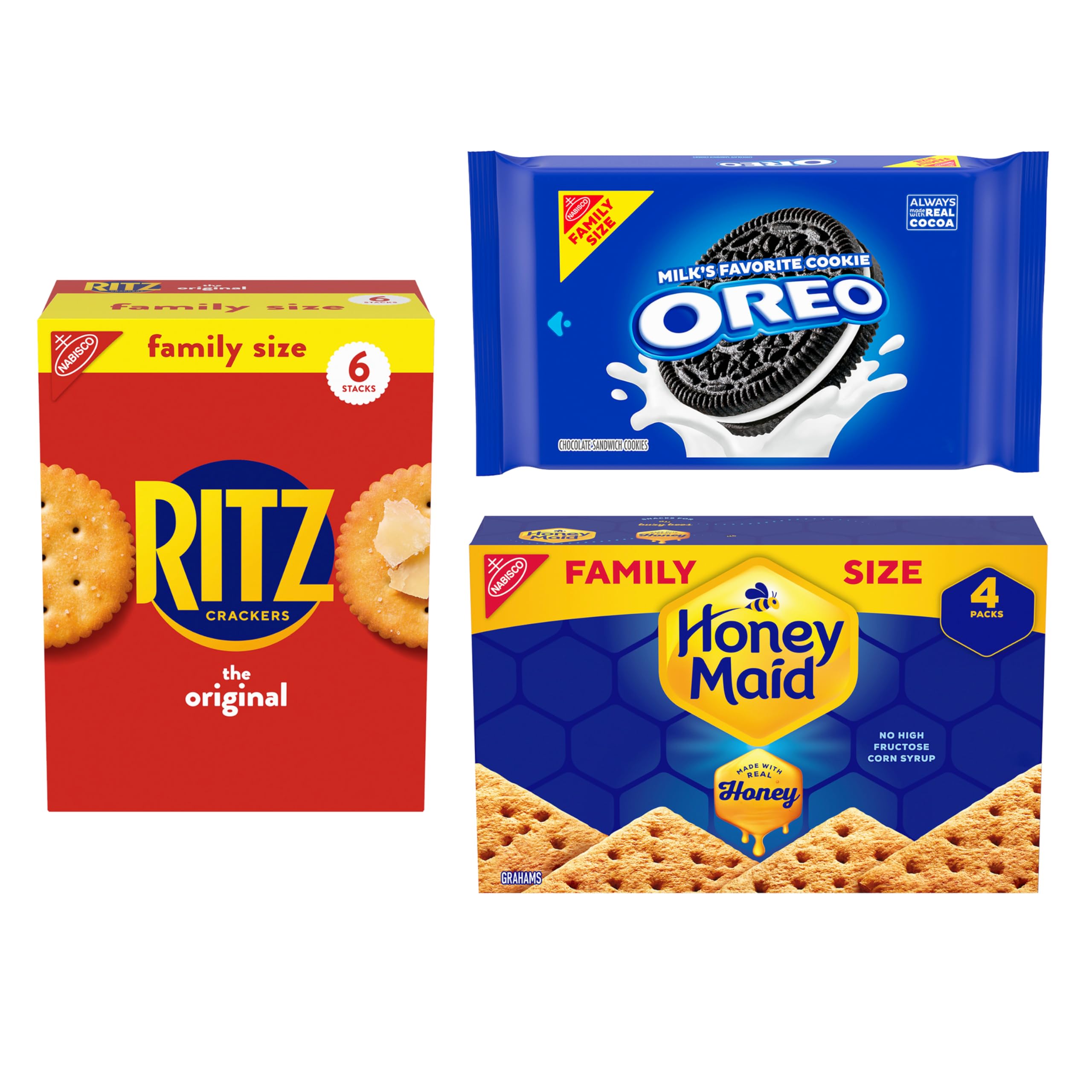 Photo 1 of OREO Cookies, RITZ Crackers, Honey Maid Graham Crackers Variety Pack, Family Size, 3 Packs