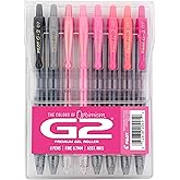 PILOT G2 Premium Gel Roller Pens, G2 Boost Pink, Fine Point 0.7mm, 8-Pack | The colors of optimism, assorted black, grey &amp; pink ink pens, fine point pen 0.7 mm, rolling ball, &amp; contoured grip