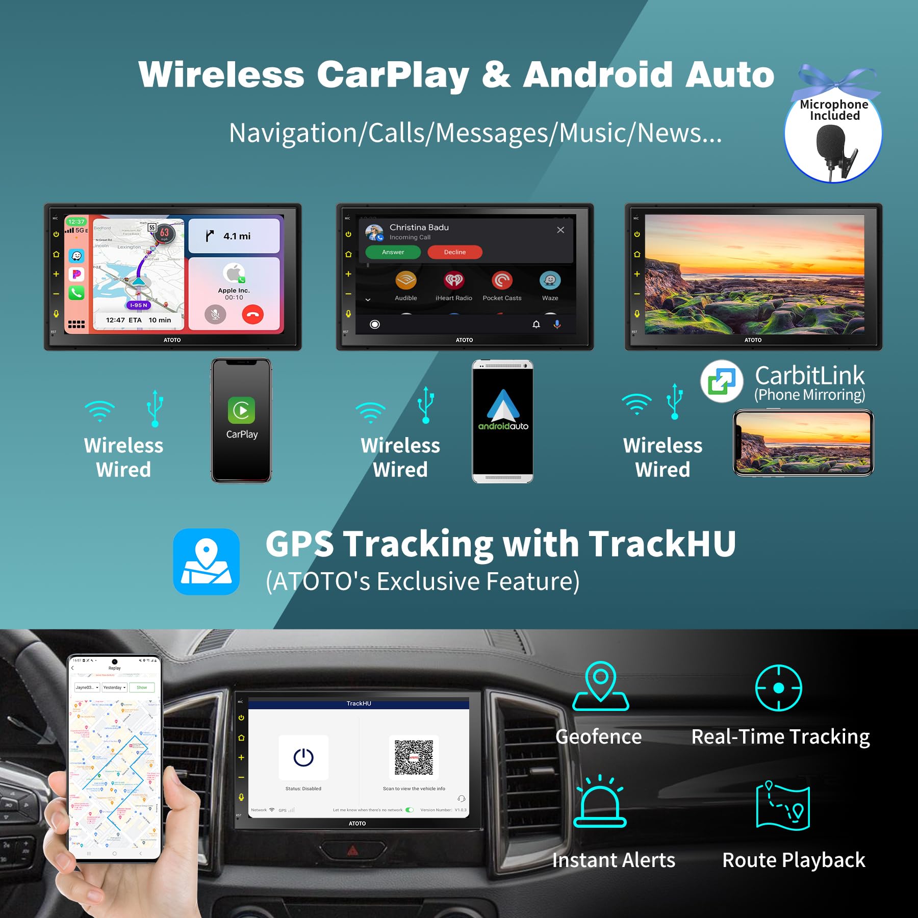 ATOTO S8 8-Core 7-inch QLED Android Car Radio Double Din Car Stereo Wireless CarPlay & Android Auto, Built-in 4G LTE, 4GRAM+32GROM, WiFi/USB/BT Tethering, ChatGPT AI, Dual Bluetooth, S8G2B74MS