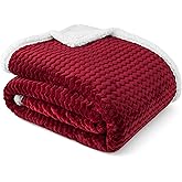PAVILIA Maroon Red Couch Blanket Throw Reversible Sherpa Chevron, Soft Cozy Jacquard Weave Textured Blanket Sofa Bed, Thick Warm Large Fleece Car Blanket, Plush Home Decor Gift, 50x60 Burgundy Wine