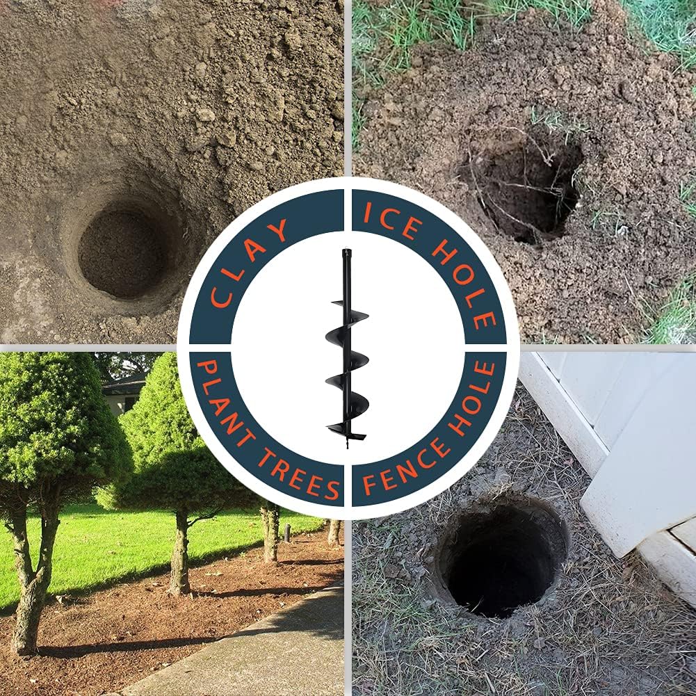 6"(D) x31"(L) Earth Auger Drill Bit for Planting Trees,Bedding,Bulbs,Seedlings,Gardening,Large Fencing Projects fit 3/4" Shaft Augers Post Hole Digger for Gasoline Earth and Ice Auger Power Heads: Home Improvement