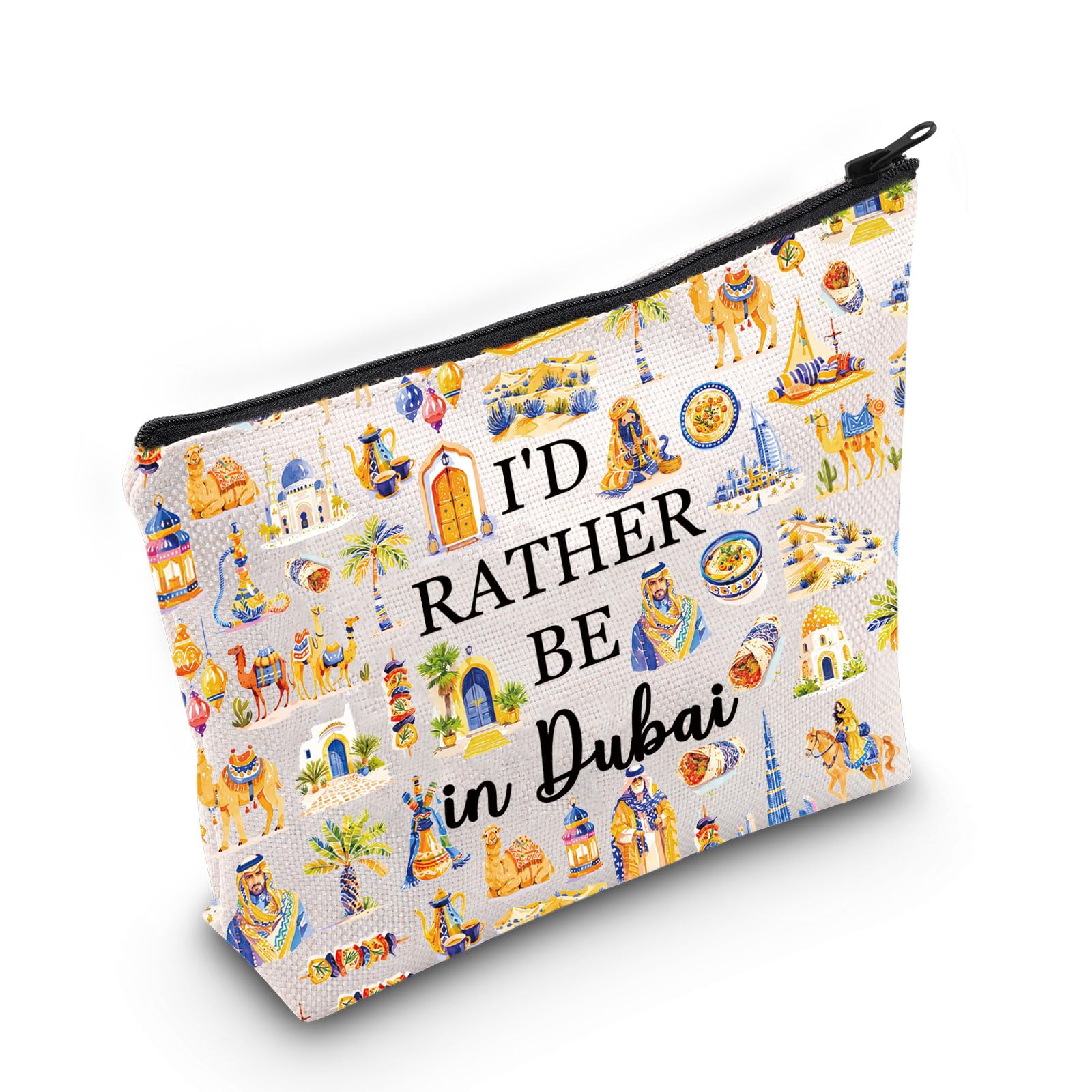 PYOUL Dubai Travel Gift Rather Be in Dubai Makeup Bag Welcome to Dubai Cosmetic Bag Dubai Souvenir Merch (Be in Dubai Bag)
