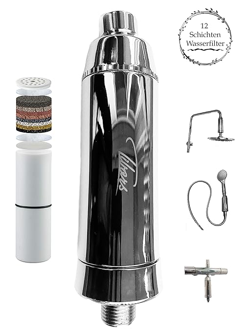 Tibors Duschfilter Shower Filter Trinkwasserfilter mit 12-Schichten Filter Kartusche, filtert Chlor, Schwermetalle, Bakterien