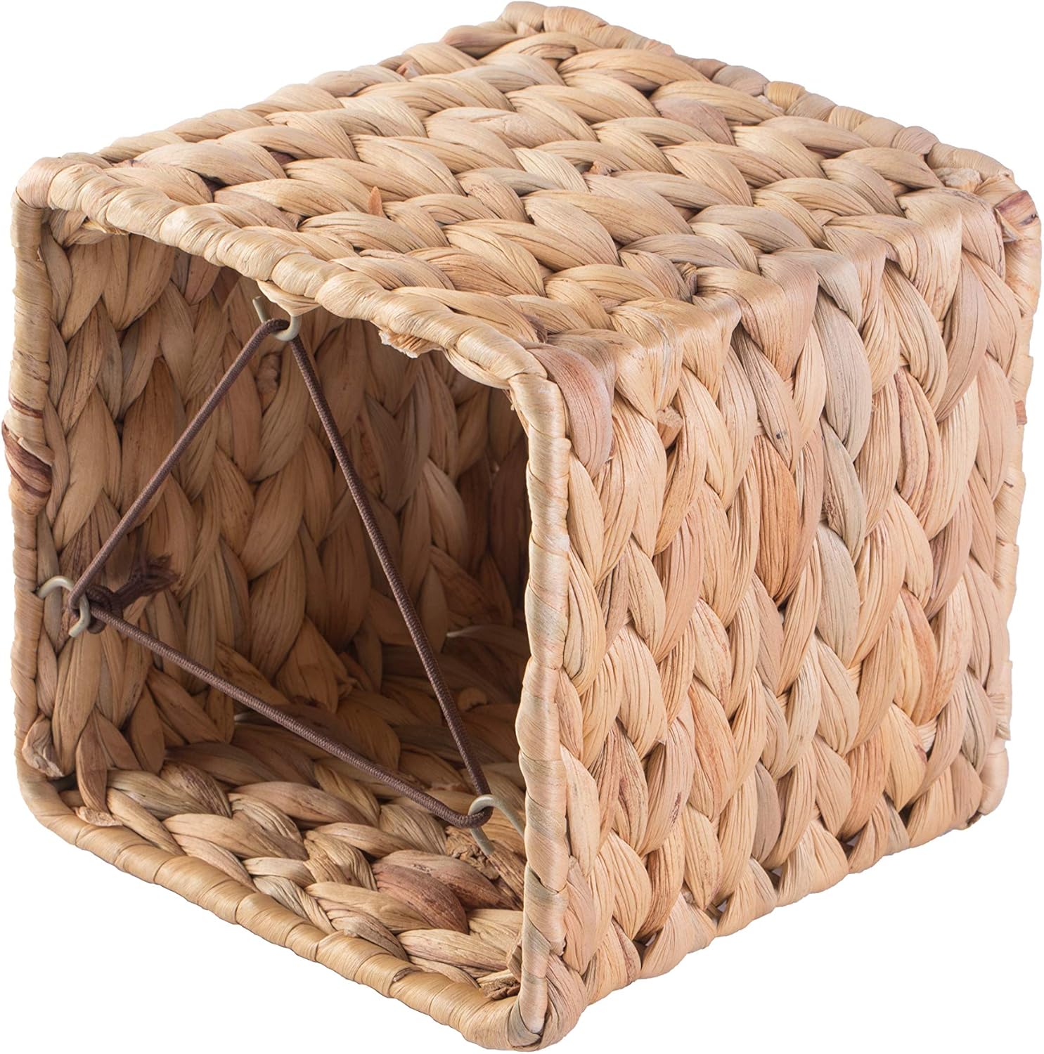 Vintiquewise QI003631.SQ Water Hyacinth Wicker Square Tissue Box Cover, Brown: Home & Kitchen