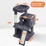 Yaheetech Cat Tree 92cm Multilevel Tower with Double Condo Scratching Ball Dark view 3