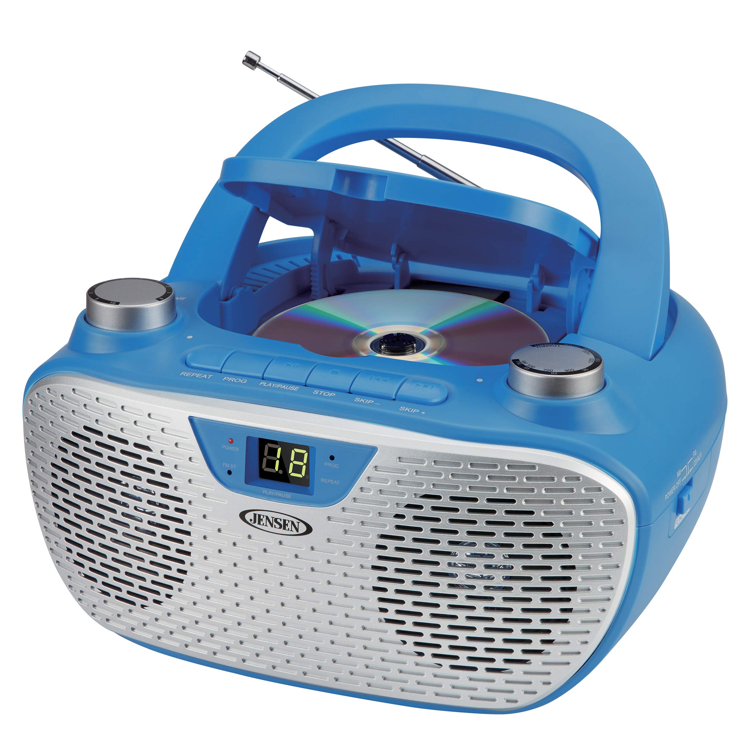 JENSEN CD-485-BL CD-485 1-Watt Portable Stereo CD Player with AM/FM Radio (Blue)