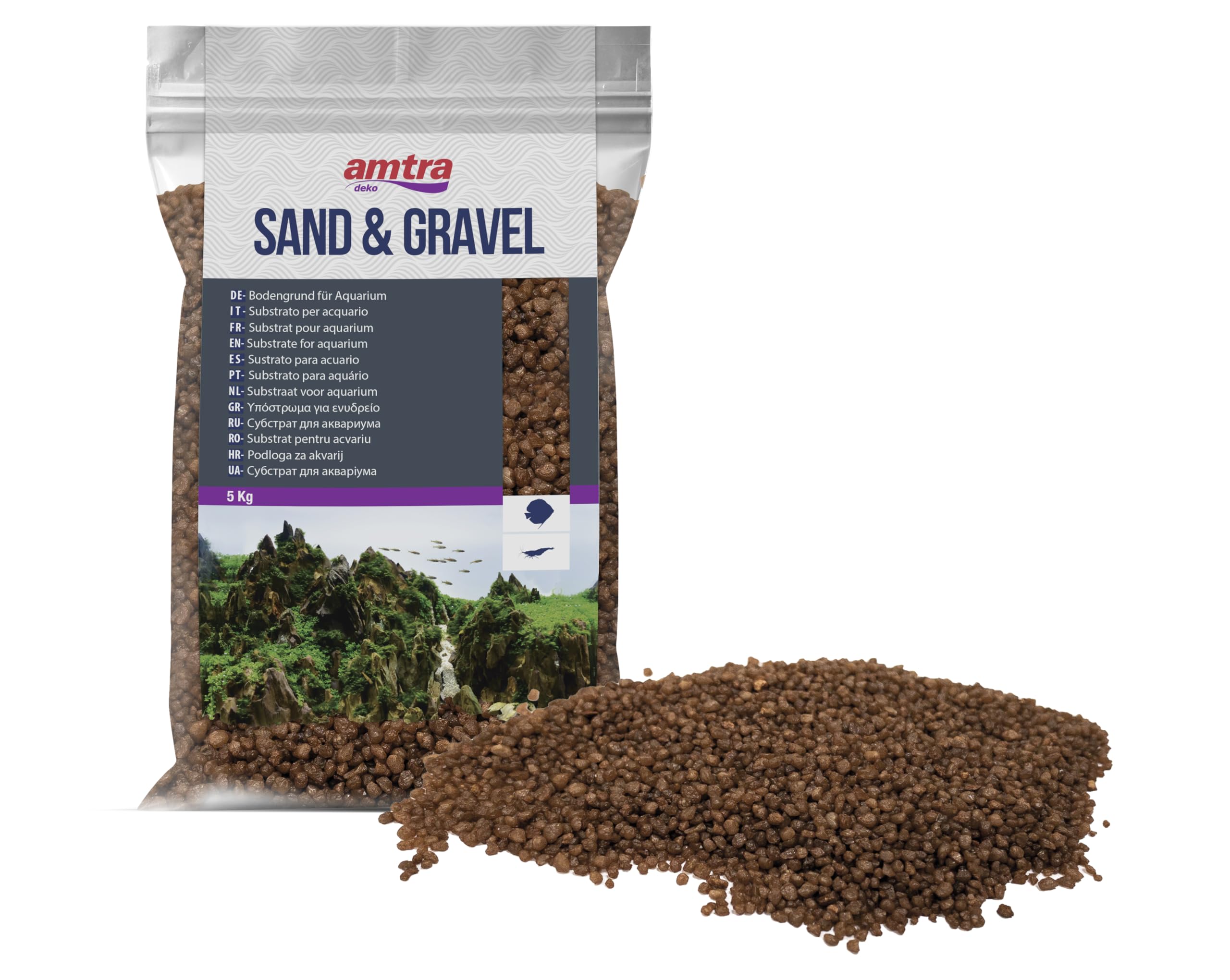 Amtra - Brown Ceramized Quartz, Natural bottom for freshwater or marine aquariums, non-toxic, 1,6-2MM/5KG — image 1