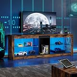 Bestier 140cm TV Stand Cabinet with RGB LED Lights 55/65 inch Rustic Brown view 2