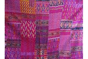 SOPHIA-ART Blanket Bedding Bedspread Bed Kantha Vintage Handmade Silk Patchwork Indian Art Cover India Sari Bohemian Spreads Washed Patola Spread Quilt