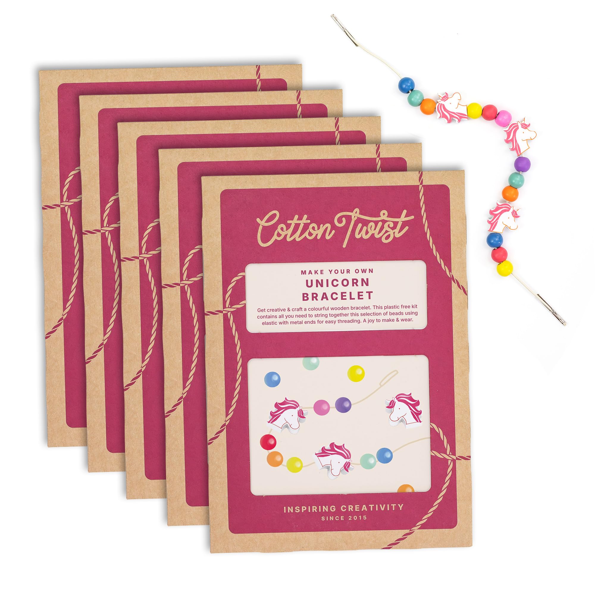 COTTON TWIST Kids Unicorn Bracelet Making Craft Kit - Unisex Children Creative Beading Jewellery Designing DIY Play Set - Pack of 5