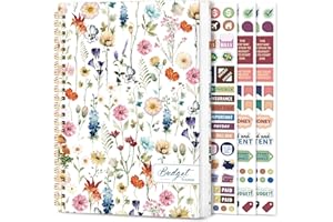 TAJA Aesthetic Budget Planner - Monthly Finance Planner with Expense Tracker, Undated Bill Organizer, Budget Notebook to Manage Your Finances, Account Budget Book with Colorful Pattern - Wildflowers