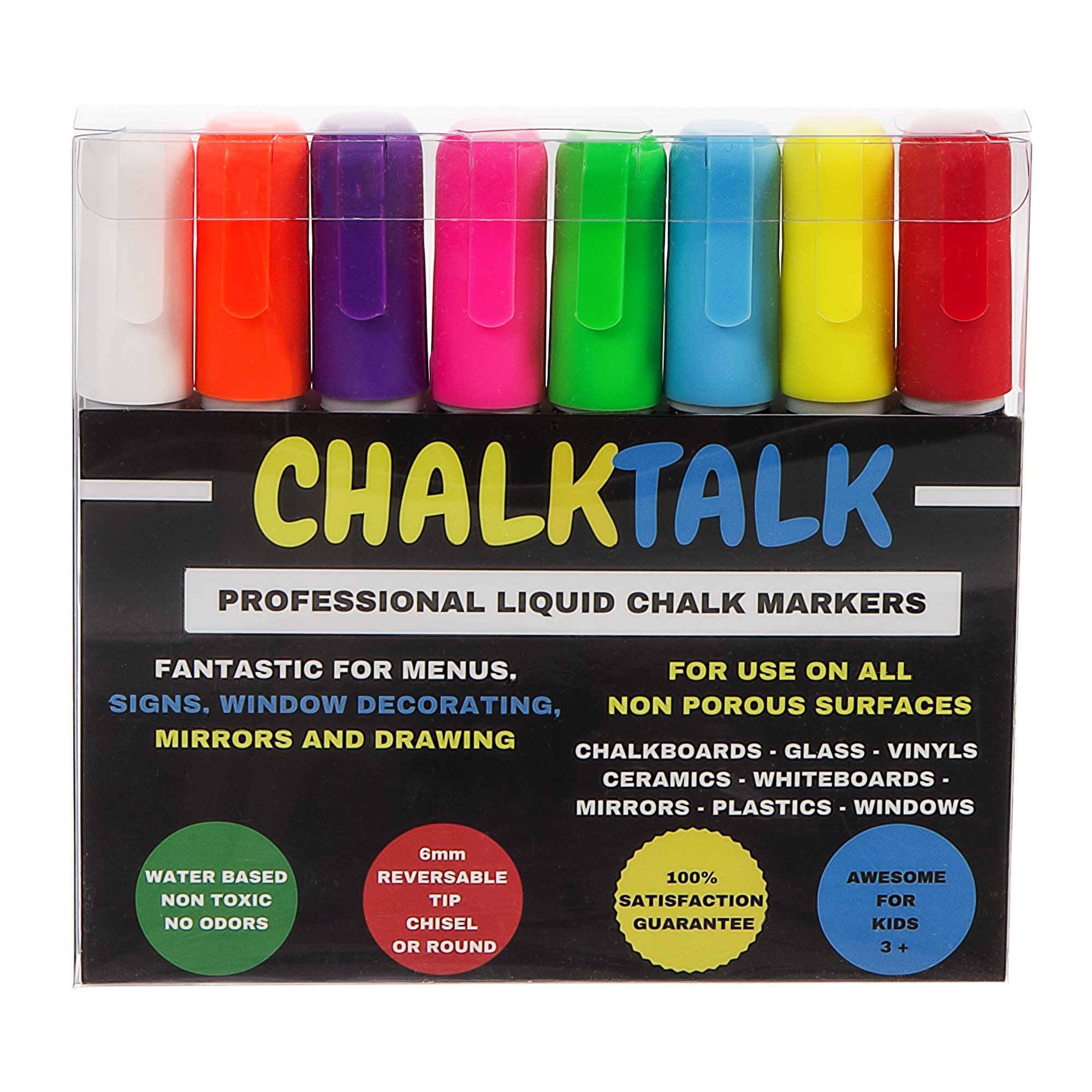 ChalkTalk Premium Liquid Chalk Markers Unique Reversible 6mm Chisel