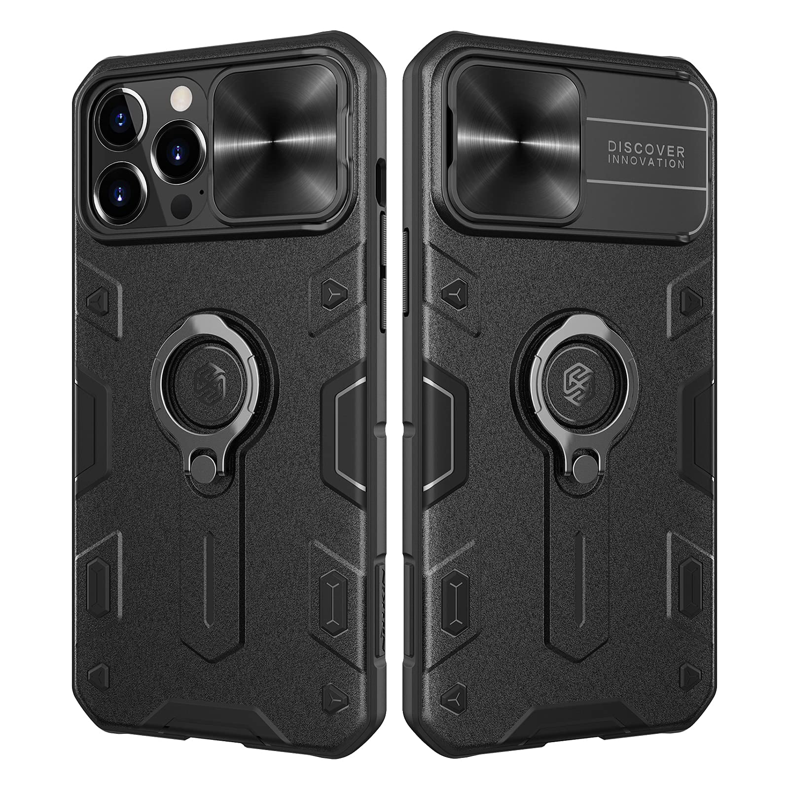 Nillkin iPhone 13 Pro Max Case,with Slide Camera Cover, PC & TPU Impact-Resistant Bumpers Protective Case,with Ring bracket Compatible with iPhone 13 Pro Max 6.7" Black