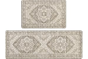 Pauwer Anti Fatigue Kitchen Mats Set of 2 Farmhouse Kitchen Rugs Non Skid Washable, Cushioned Kitchen Floor Mats, Waterproof Memory Foam Kitchen Runner Rug Comfort Standing Mat for Kitchen Home Office