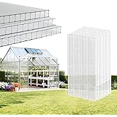 EVERECO 6 Pcs Greenhouse Panel, 4'FT x 2'FT x 0.16" in Polycarbonate Sheet | All-Season UV Protected Plastic Roof Sheeting for Greenhouse Covering/Outdoor Garden