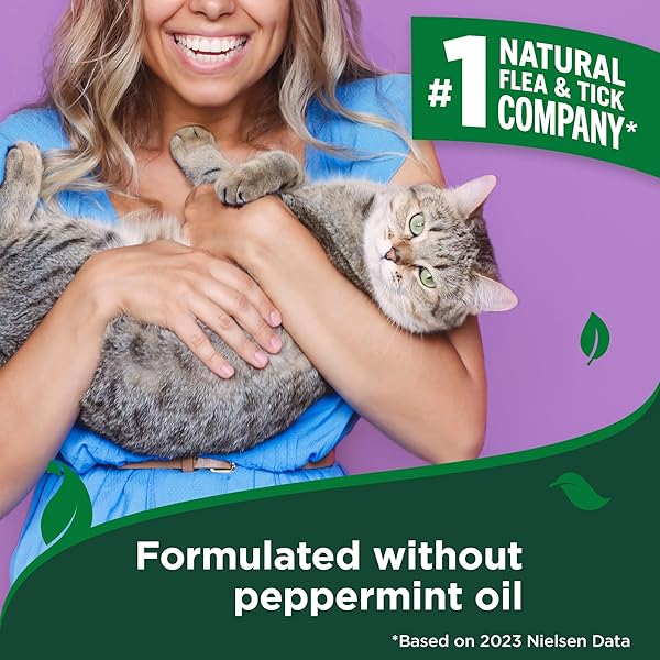 VET’S BEST FLEA & TICK HOME SPRAY FOR CATS – PLANT-BASED FLEA AND TICK TREATMENT WITH COTTON SPICE SCENT – GENTLE FLEA MIST FOR INDOOR USE – MADE IN USA NATURAL CAT FLEA CONTROL – 32 OZ
