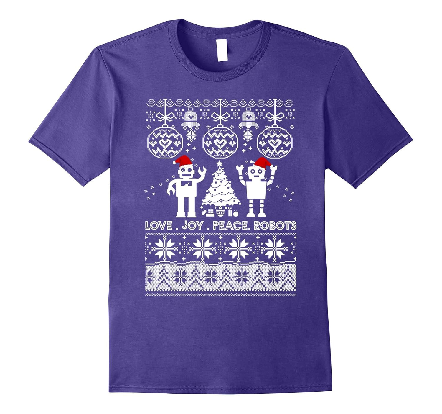 Funny Robot Christmas Sweater Shirt-Love Joy Peace Women Men-ANZ