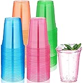 Kochorie 120 Pack 12 Oz Plastic Neon Cups Glowing Party Cups 4 Assorted Neon Colors Disposable Blacklight Party Light Up Cup for Birthday Party In The Dark Party Supplies