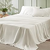 Bedsure California King Sheet Sets - 4 Pieces Soft Cal King Sheets - Breathable & Cooling - Hotel Luxury - Easy Care Polyester Microfiber Bedding for Women, Men, Ivory