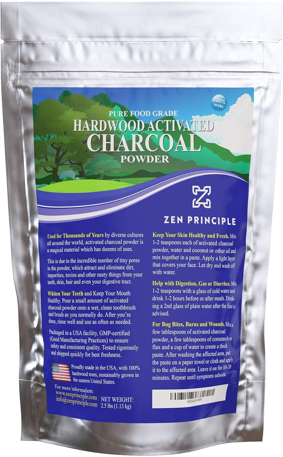 Hardwood Activated Charcoal Powder 100 Percent from USA Trees 8 oz. All Natural. Whitens Teeth, Rejuvenates Skin and Hair, Detoxifies, Helps Digestion, Treats Poisoning, Bug Bites, Wounds. FREE scoop.: Health & Personal Care