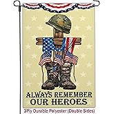 Kmxzint Memorial Day Patriotic Garden Flag 12x18 Inch Double Sided 4th of July Flags for Outside Independence Veterans Day Flag Outdoor House Yard Holiday Decoration Garden Flag, Black