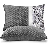 Dormirpilow Memory Foam Pillows King Size Set of 2 Grey Color Cooling Pillows for Sleeping 2 Pack, Bed Pillows with Adjustable Shredded Foam for Side, Back and Stomach Sleepers (20x36)