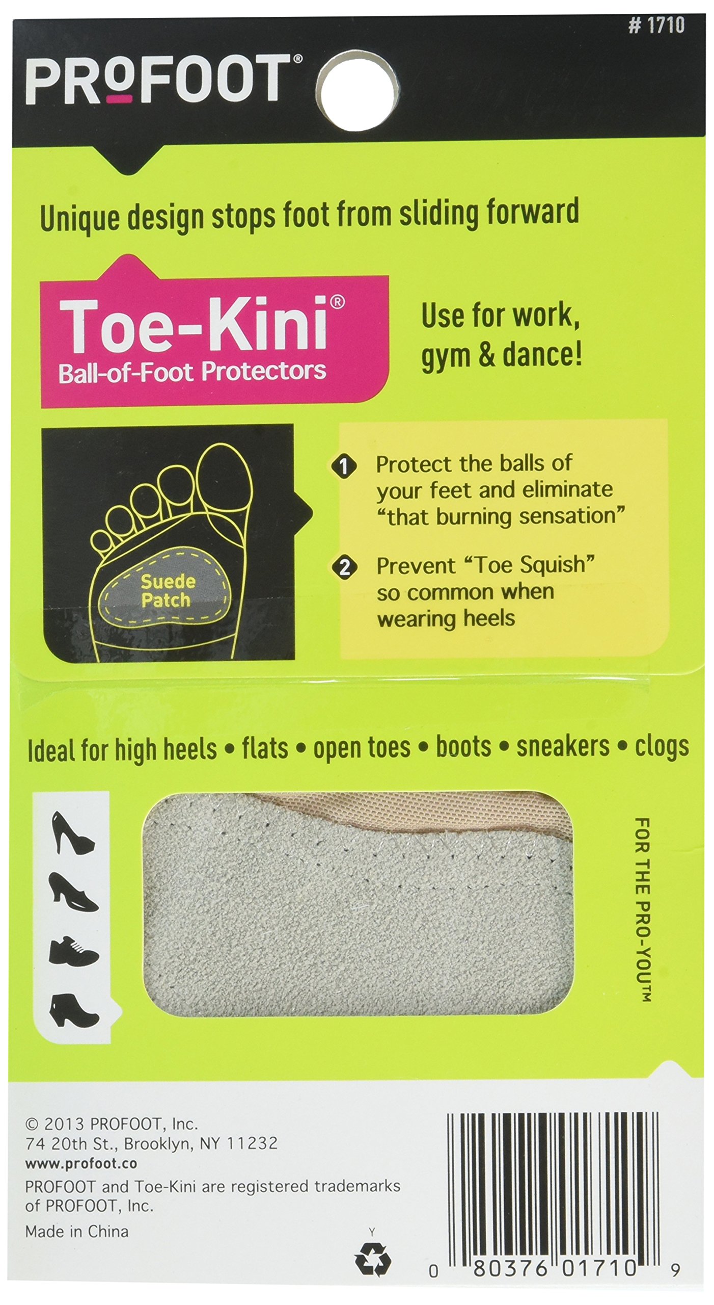 PROFOOT ToeKini, Ball Of Foot Protectors, (Pack Of 2), Pads Metatarsal