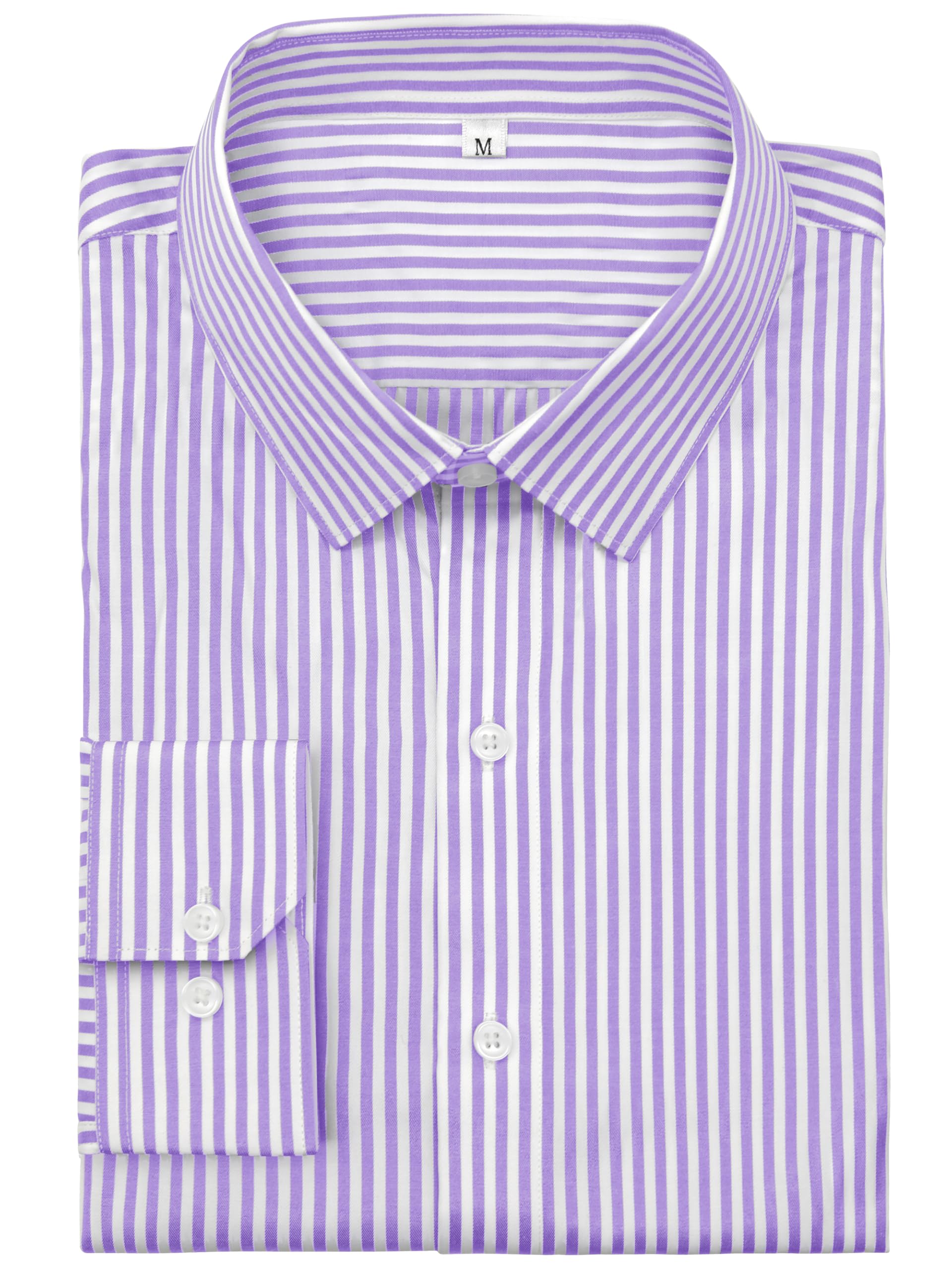 Photo 1 of GIANZEN Purple Shirts for Men Mens Dress Long Sleeve Striped Shirt Men's Button Down Cotton Vertical Collar Work Casual Purple Size M