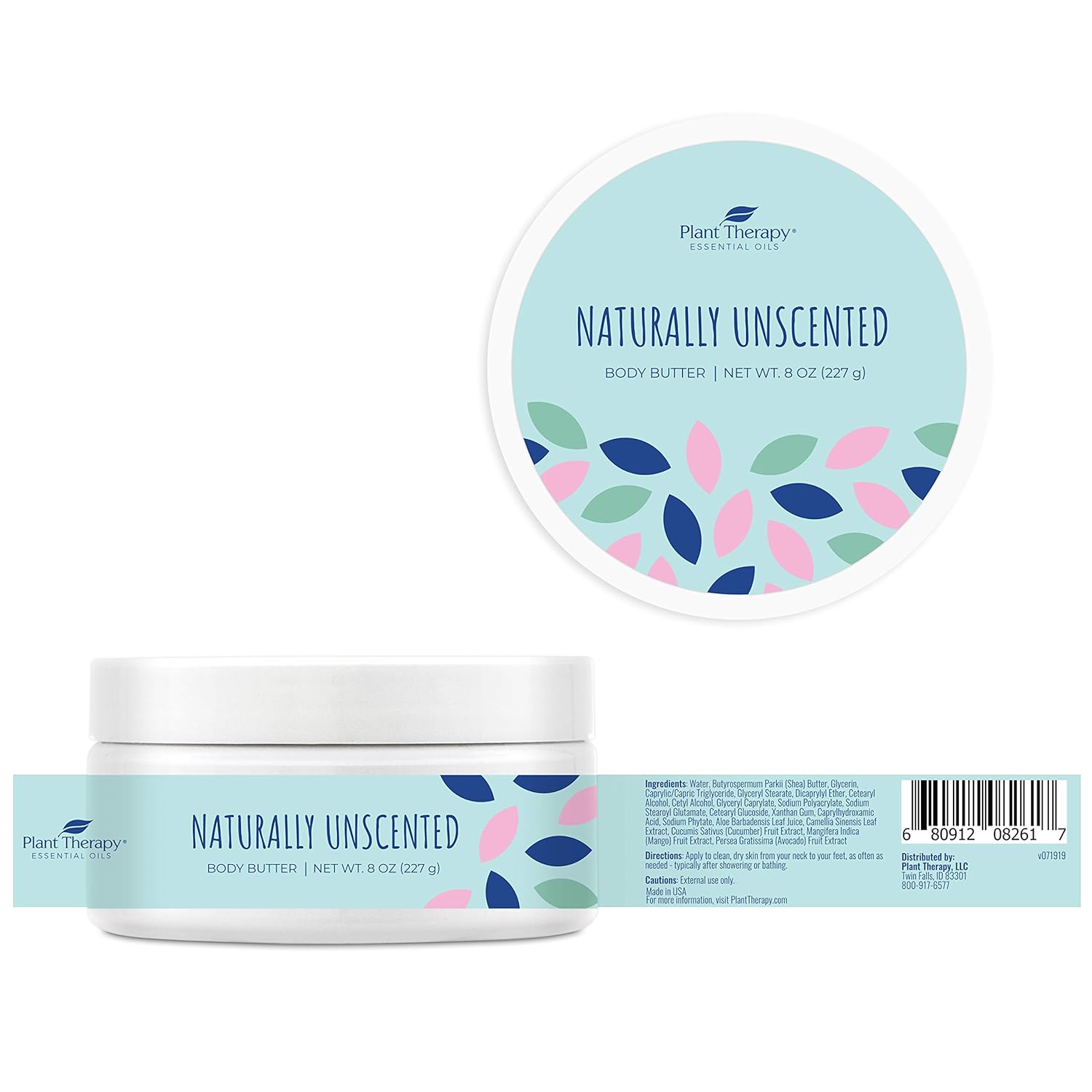 Plant Therapy Naturally Unscented Whipped Shea Body Butter 8 oz 100% Vegan, Gentle and Hydrating Base : Beauty