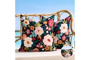 Decorative Waterproof Pillow Covers Floral Outdoor Throw Pillow Covers Summer Black Accent Square Couch Covers Garden Farmhou