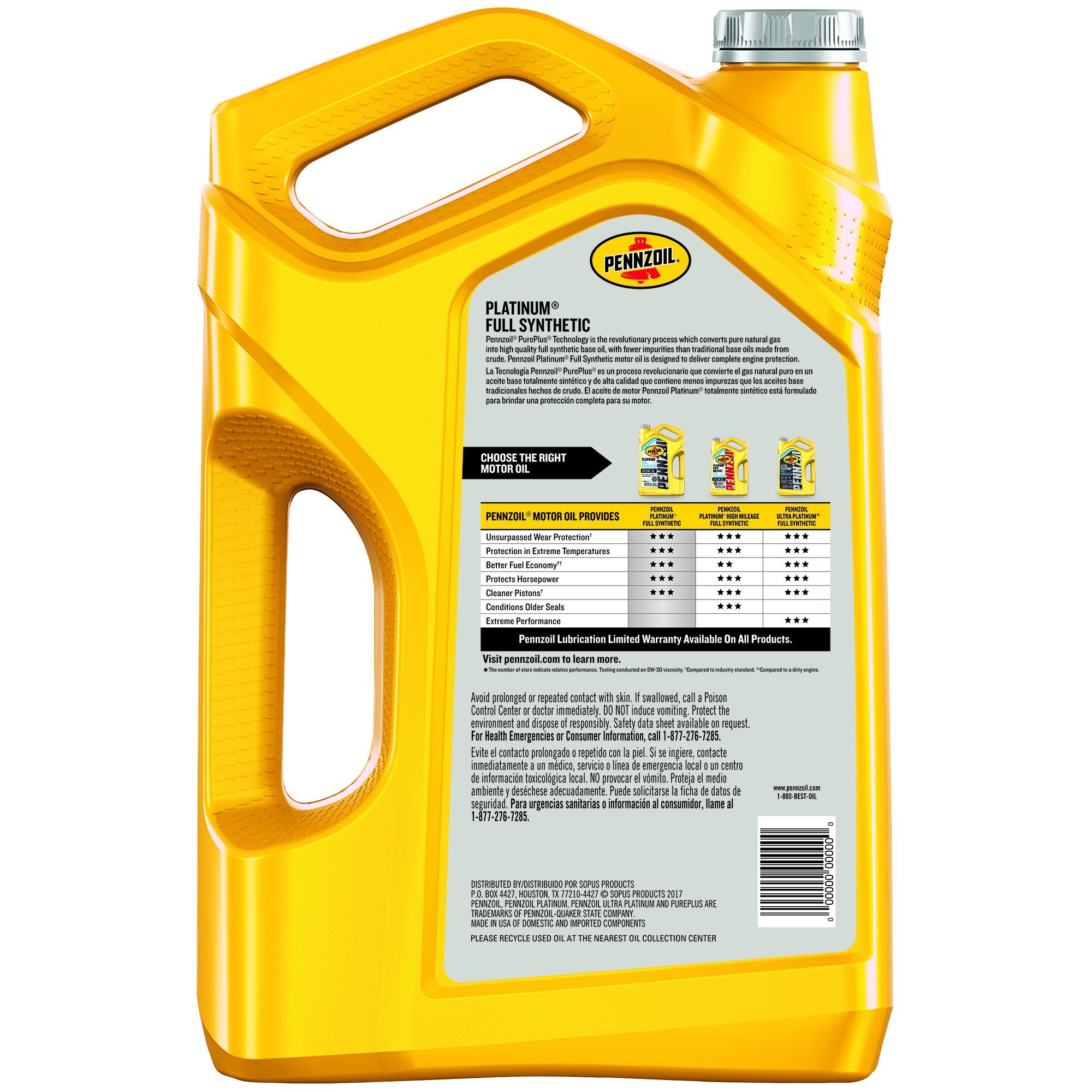Pennzoil Platinum Full Synthetic Motor Oil 5W20 5 Quart Jug Buy