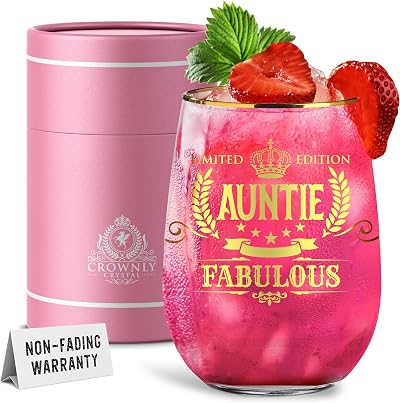 CROWNLY CRYSTAL Limited Edition Auntie Fabulous Glass Gift Crystal Wine Glass