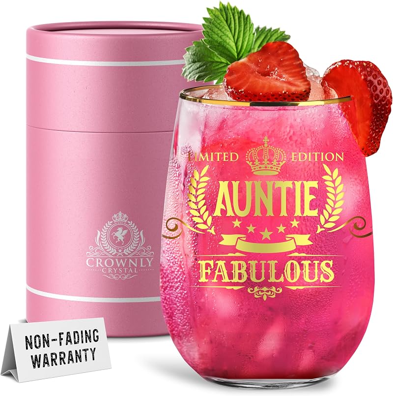 CROWNLY CRYSTAL Limited Edition Auntie Fabulous Glass Gift Crystal Wine Glass