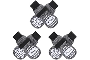 BEAUTYZOO Anti Slip Dog Socks for Small Medium Large Dogs,Paw Protector with Grips for Hardwood Floor Hot/Cold Pavement,Traction Control 3 Pairs AntiTwist Dog Shoes to Prevent Licking for Senior Dog