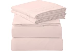 ROYALE LINENS 3 Piece Twin XL Sheets Set - Soft Brushed 1800 Microfiber Bedding - 1 Fitted and 1 Flat Sheet, 1 Pillow case - Wrinkle Free & Fade Resistant - Hotel Luxury Bed Sheets (Pink, Twin XL)