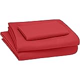 Amazon Basics Kid's Sheet Set - Soft, Easy-Wash Lightweight Microfiber - Twin, Red