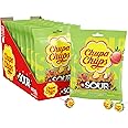 Chupa Chups Sour Fruit Lollipop Assortment, 3 Sour Flavors, Individually Wrapped Candy for Kids, Box of Eight 4.2 OZ Bag (10 Suckers per Bag - 80 Total)