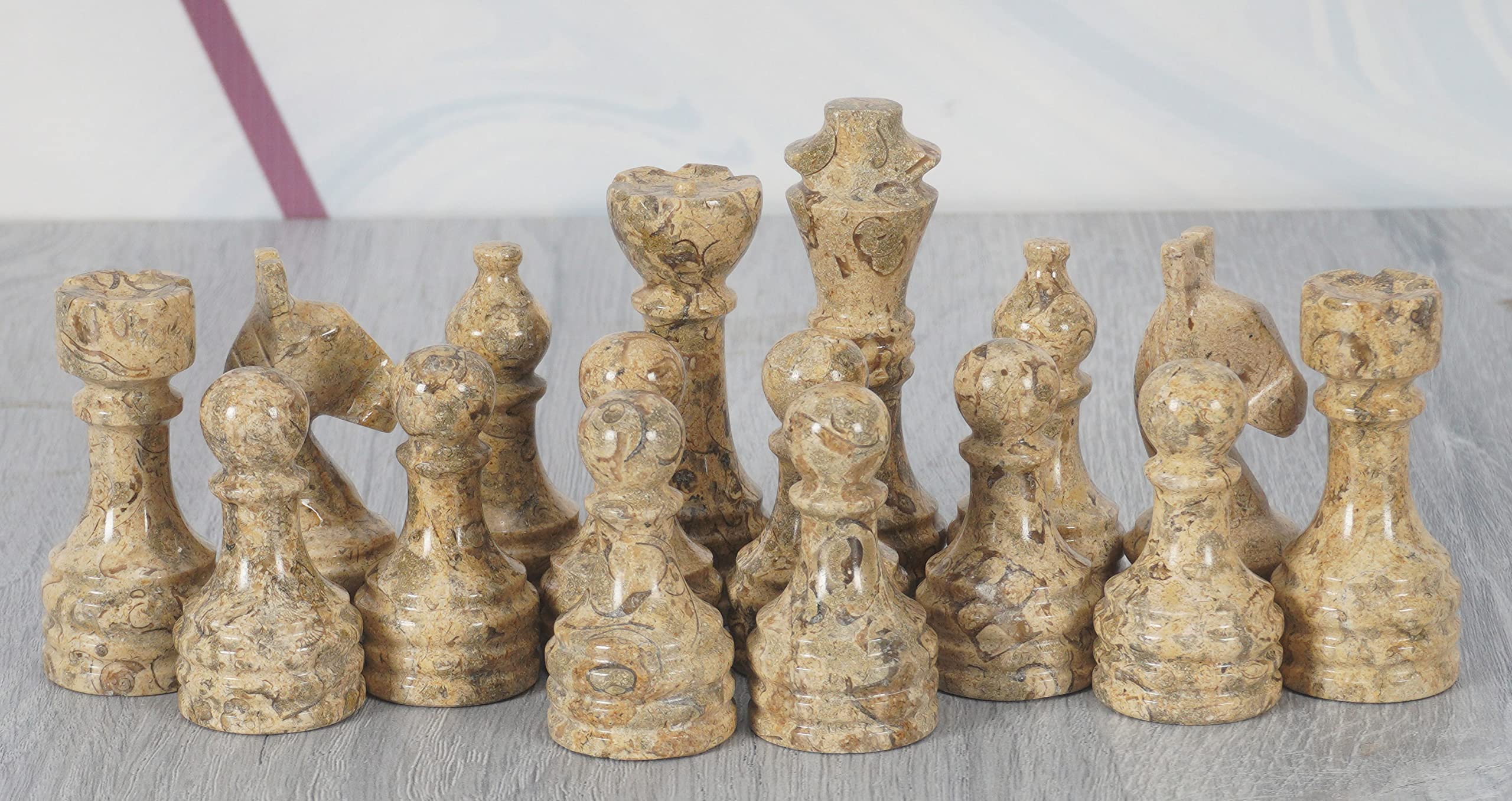 Radicaln Marble Chess Pieces Red & Coral 3.5 Inch King Figures Handmade 32 Chess Figures - Suitable for 16-20 Inch Chess Game - Board Games