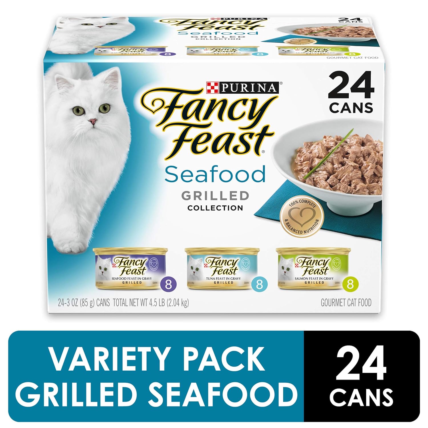 Fancy Feast Purina Gourmet Cat Food, Grilled Seafood (3 oz Can) Pack