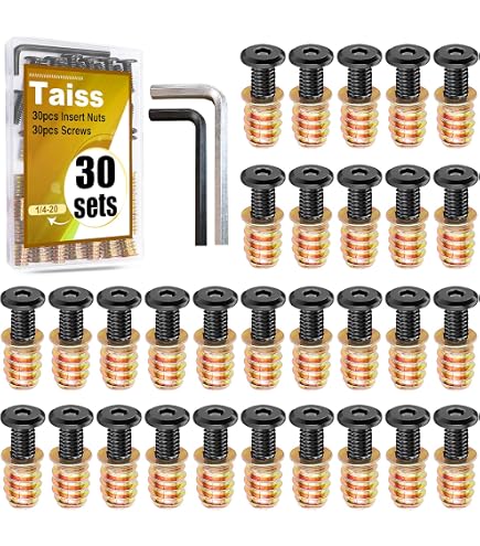 LBY 25-Piece 1/4 Inch Threaded Insert & Bolt Kit - Zinc Plated Carbon Steel For Furniture - View #6