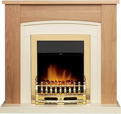 Adam Chilton Oak Cream Fireplace Suite Brass Blenheim Electric Fire 39 Inch
