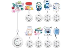 Fullhawl 8 Pcs Retractable Nurse Watch for Nurse Doctor Appreciation Gift Clip on Lapel Watch Brooch Decoration Badge Reel