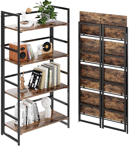 Amazon.com: BHG Vintage Multifunctional Bookcase Folding Bookshelf