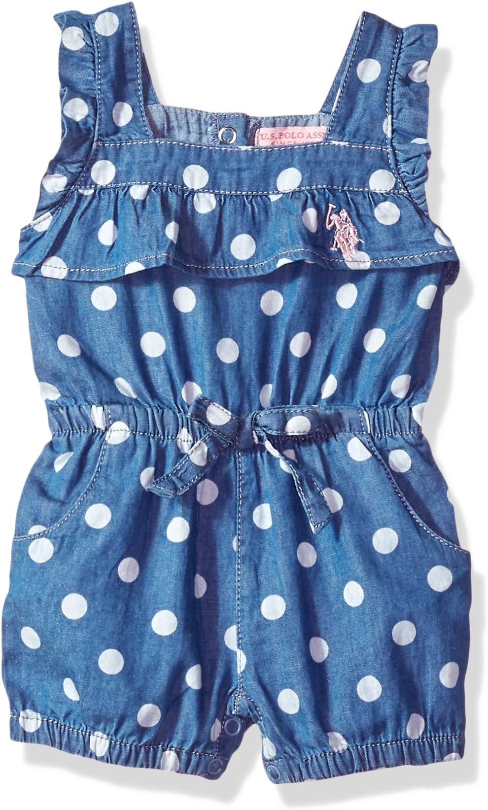 U.S. Polo Assn. Baby Girls' Confetti Dots Denim Romper