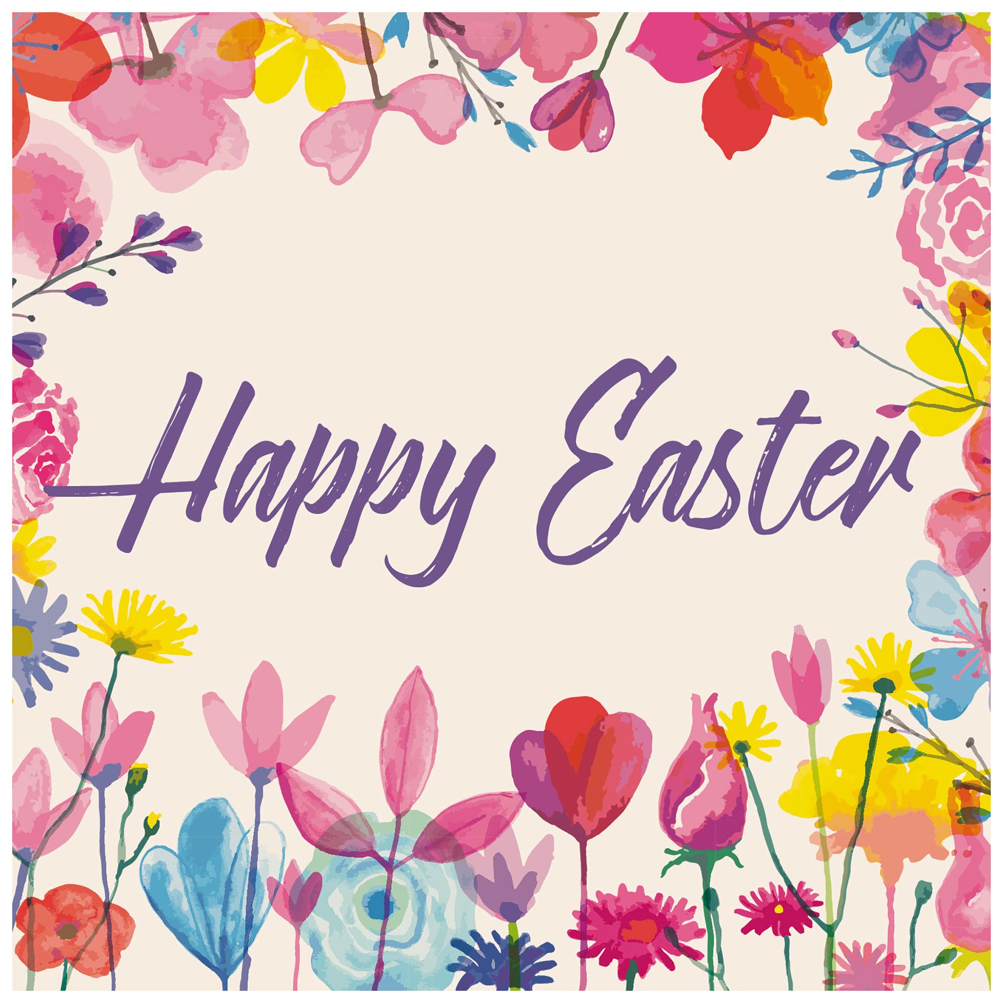 Easter Cards - Flowers, pack of 5, with white envelopes and greeting inside. Easter cards for all the family, by Just Cards Direct