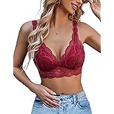 Avidlove Lace Bralettes Womens Triangle Plunge Wireless Bras Camisole Tops Cami Strappy Sexy Soft