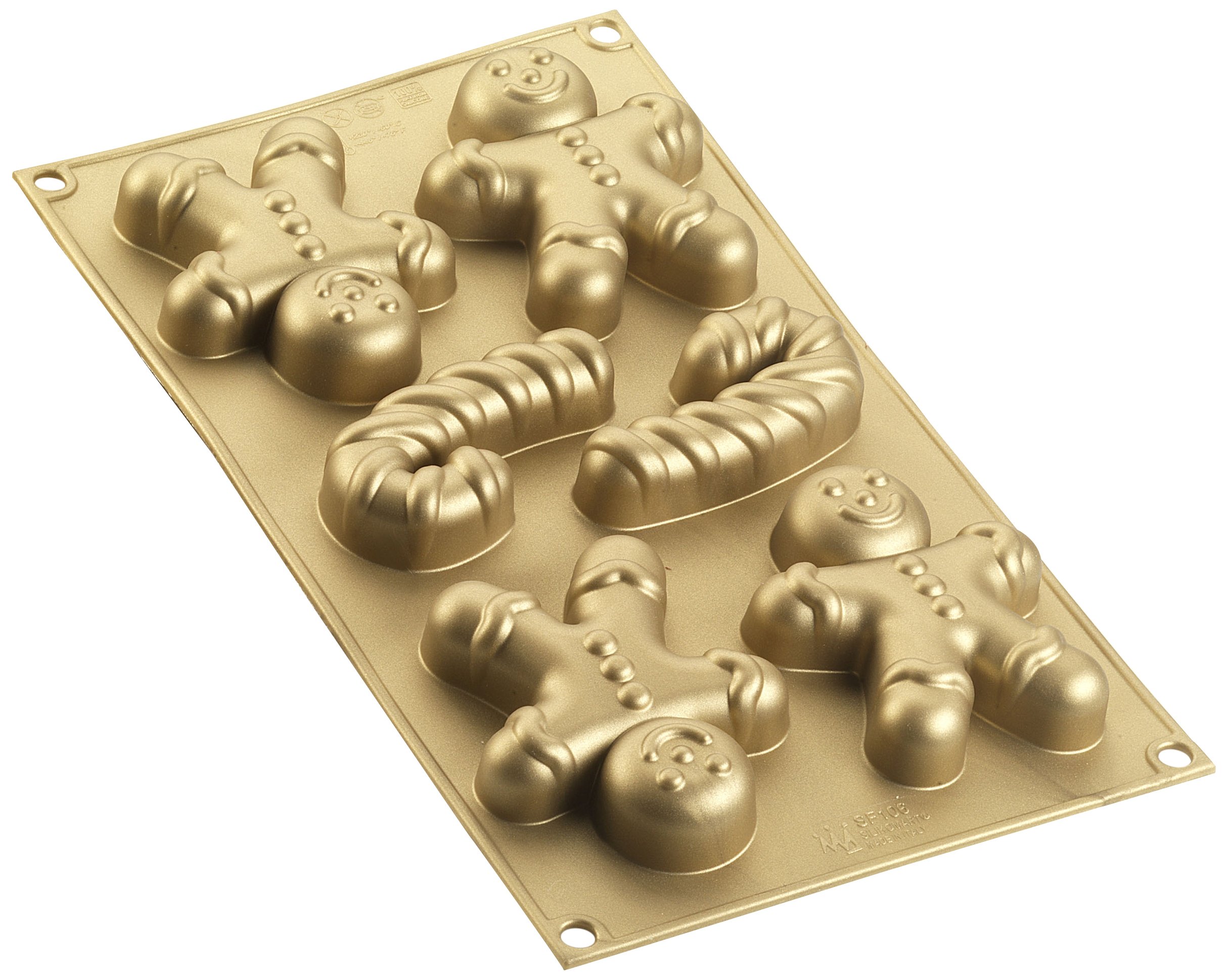 silikomart 26.106.63.0063 SF106 Golden Spice Silicone Gingerbread Shaped Bread Mold 30 x 17.5 x 2,25 cm