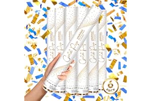 JAPJA BLUE & GOLD Confetti Poppers - 16" BIODEGRADABLE BLUE & GOLD Confetti Cannon, Party Poppers, Compressed Air Popper, Loud Pop, Confetti Send Off, Wedding Supplies, Wedding Decorations