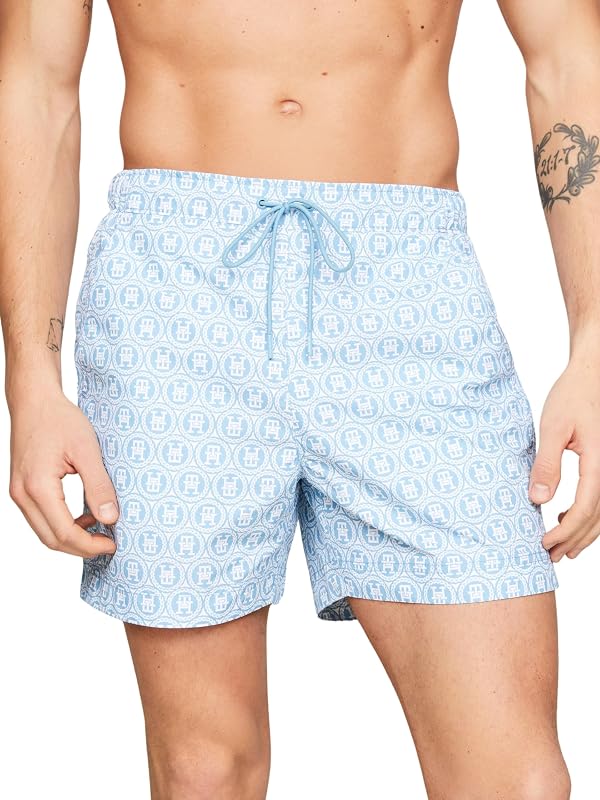Short de Bain Homme Medium Drawstring Print Mi-Long, Bleu (Laurel Sleepy Blue), S — photo 1 sur 4