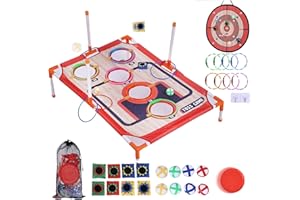 ZOLLA Bean Bag Toss & Ball Toss & Ring Toss Backyard Games,5-in-1 Carnival Games Set, Family Games for Kids and Adults